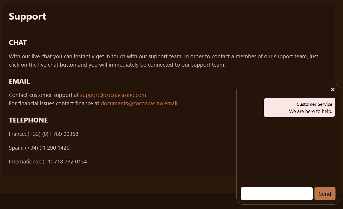 Cocoa Casino Support Team